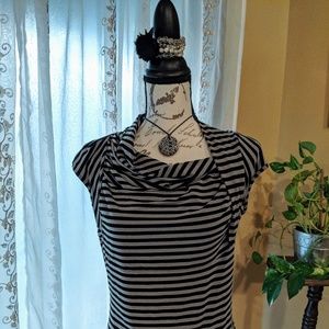 Black & Gray Striped Top